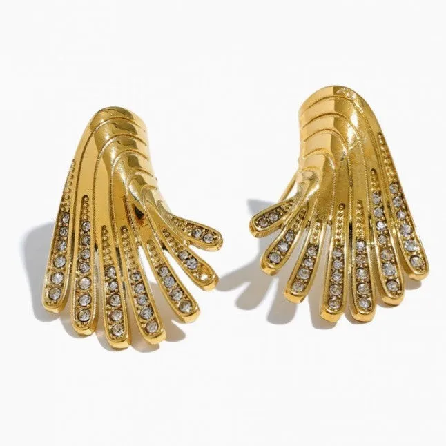 18K Gold Plated Golden Cascade Pavé Earrings sold by Ruumur