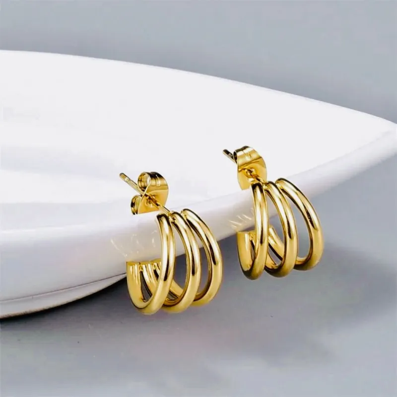 Triple Hoop Earrings sold by Ruumur