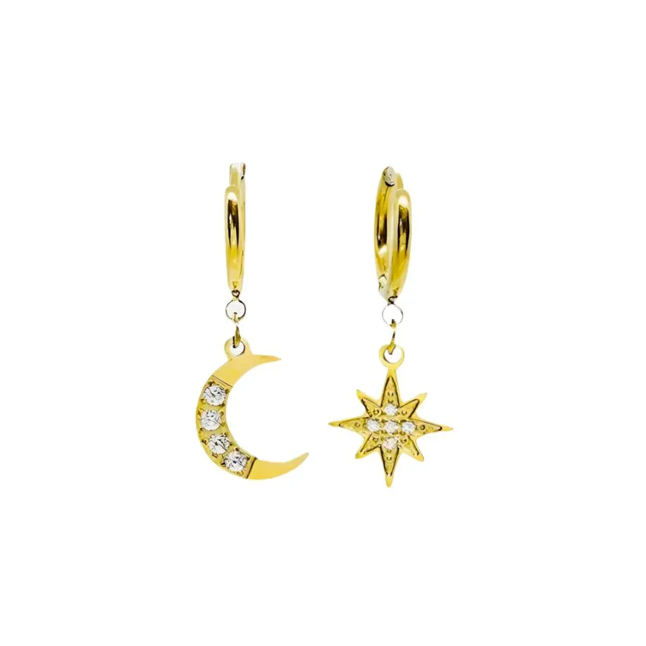 Celestial Moon and Star Drop Earrings sold by Ruumur product image thumbnail 4