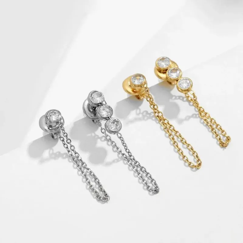 CZ Chain Drop Earrings sold by Ruumur
