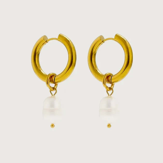 Convertible Natural Pearl Hoop Earrings sold by Ruumur product image thumbnail 4