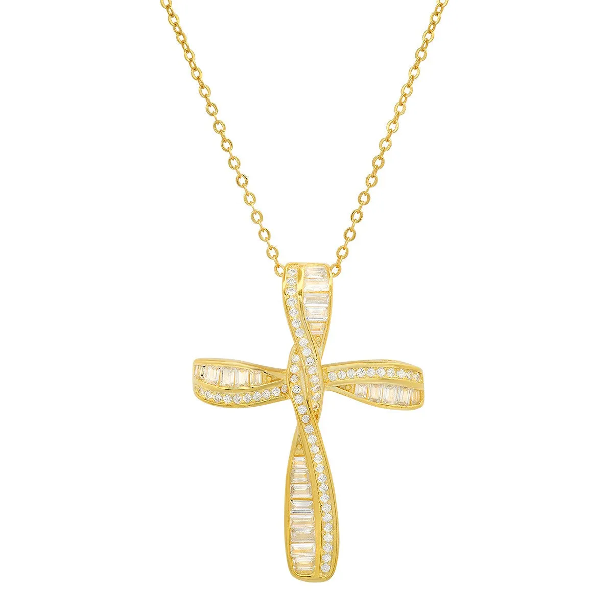Sterling Silver Baguette CZ Cross Pendant sold by Ruumur product image thumbnail 2