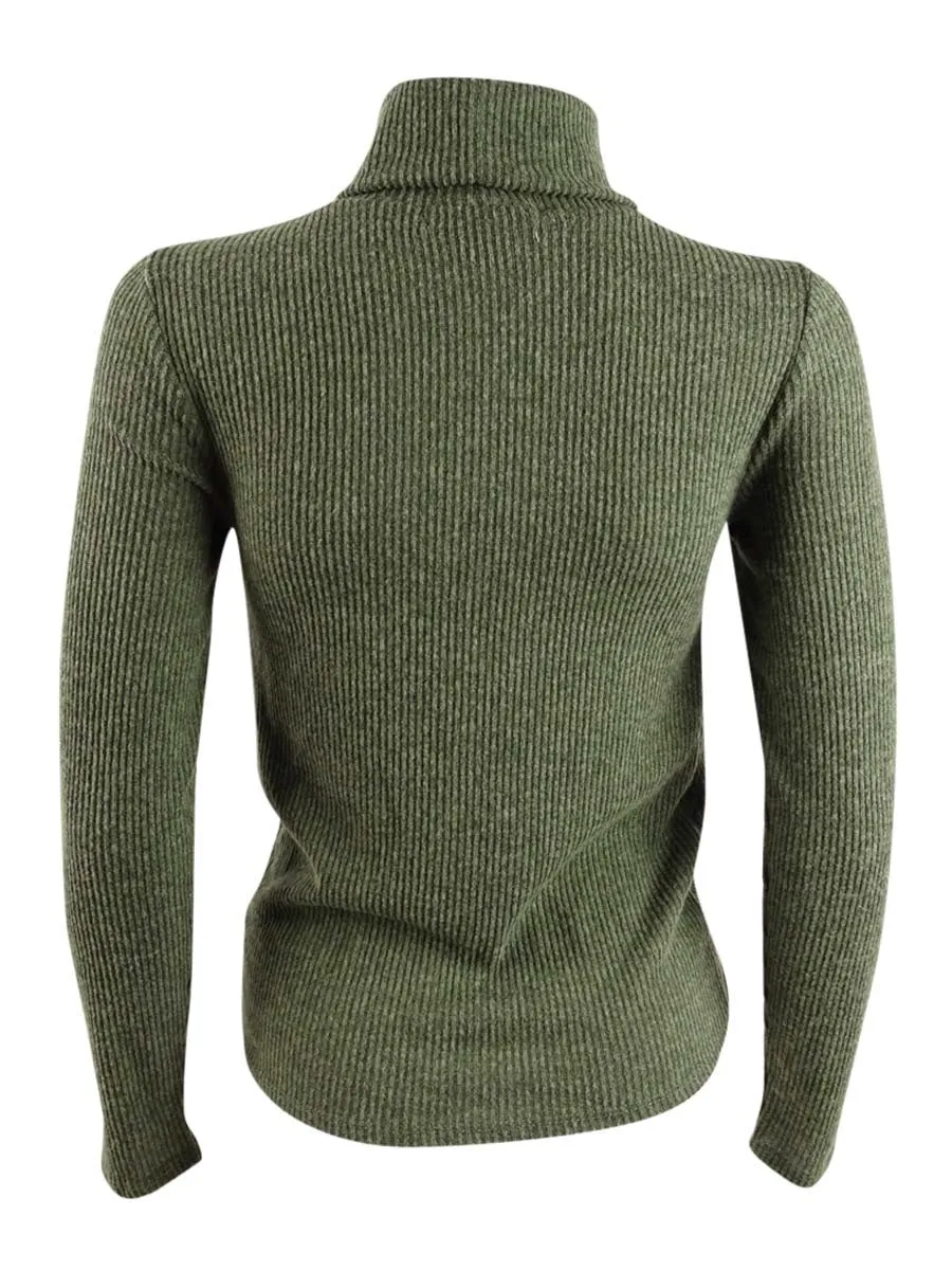 Crave Fame Junior's Cozy Twist Front Turtleneck Top Green Size Large sold by Ruumur product image thumbnail 2