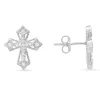 Sterling Silver Vintage CZ Cross Stud Earrings sold by Ruumur