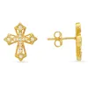 Sterling Silver Vintage CZ Cross Stud Earrings sold by Ruumur