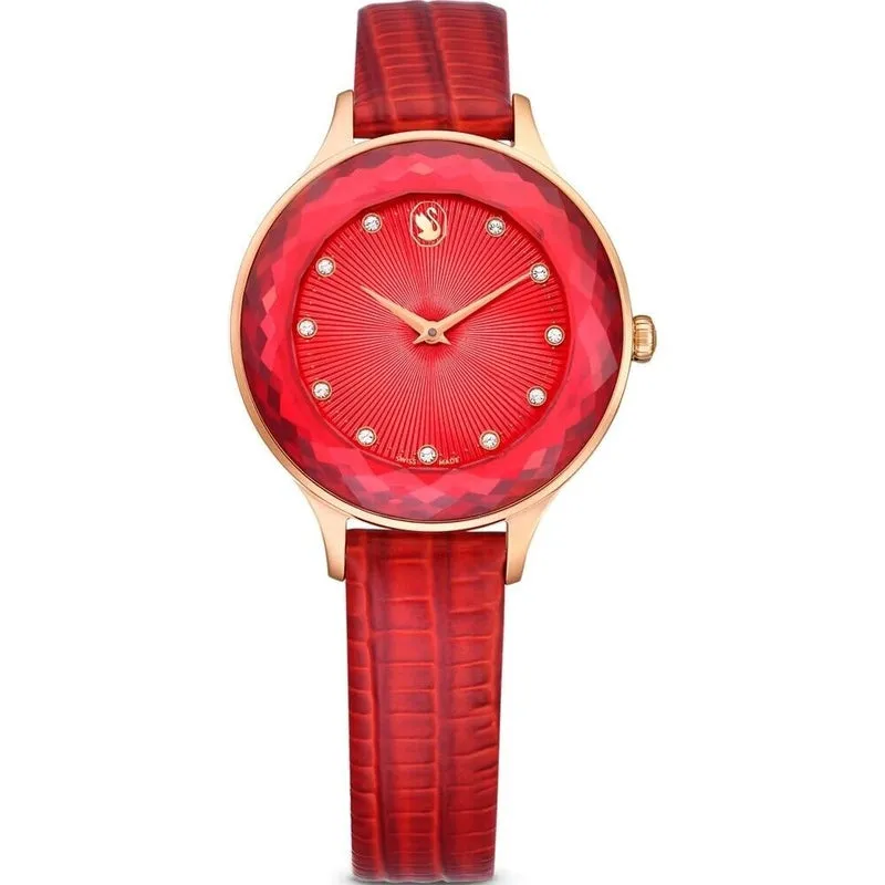 Swarovski Women's Octea 33mm Red Leather Quartz Watch 5650002 sold by Ruumur