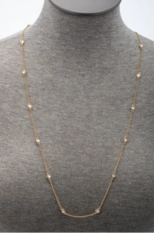 Goldtone Station Necklace With Swarovski Crystals sold by Ruumur