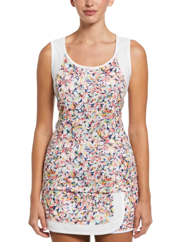 Grand Slam - Women's Floral Printed Racerback Tennis Tank Top with Mesh Inserts sold by Ruumur