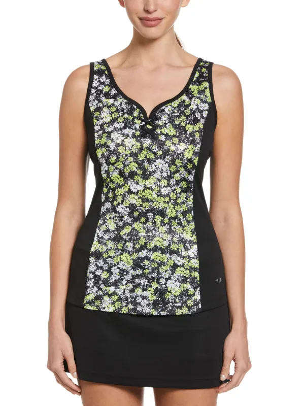 Grand Slam - Women's Floral Printed Strappy Tennis Tank with Tie Up Front Detail sold by Ruumur