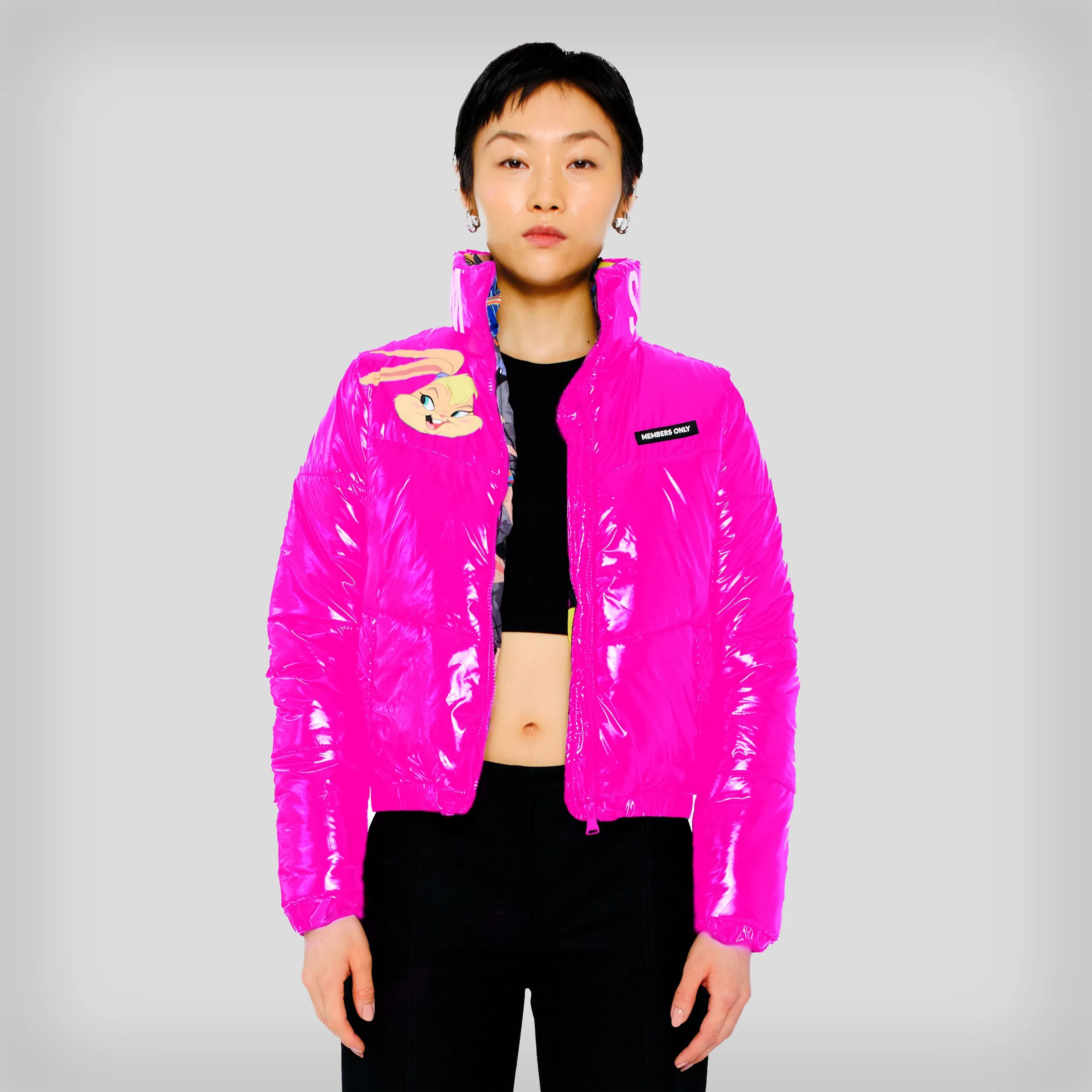 Members Only Women's Space Jam High Shine Puffer with Printed Jacket sold by Ruumur product image thumbnail 2