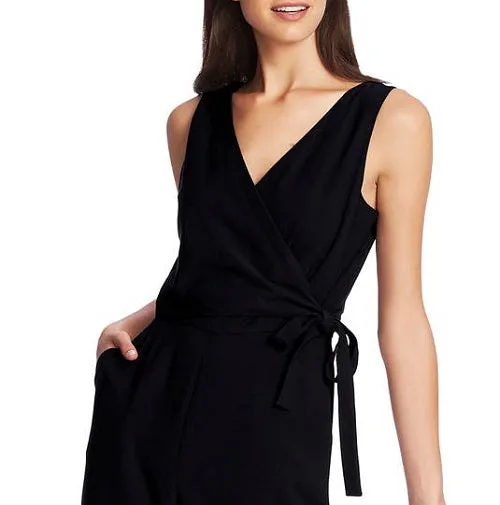 1.STATE Women's Pocketed Sleeveless V Neck Evening Faux Wrap Wide Leg Jumpsuit Black sold by Ruumur product image thumbnail 3