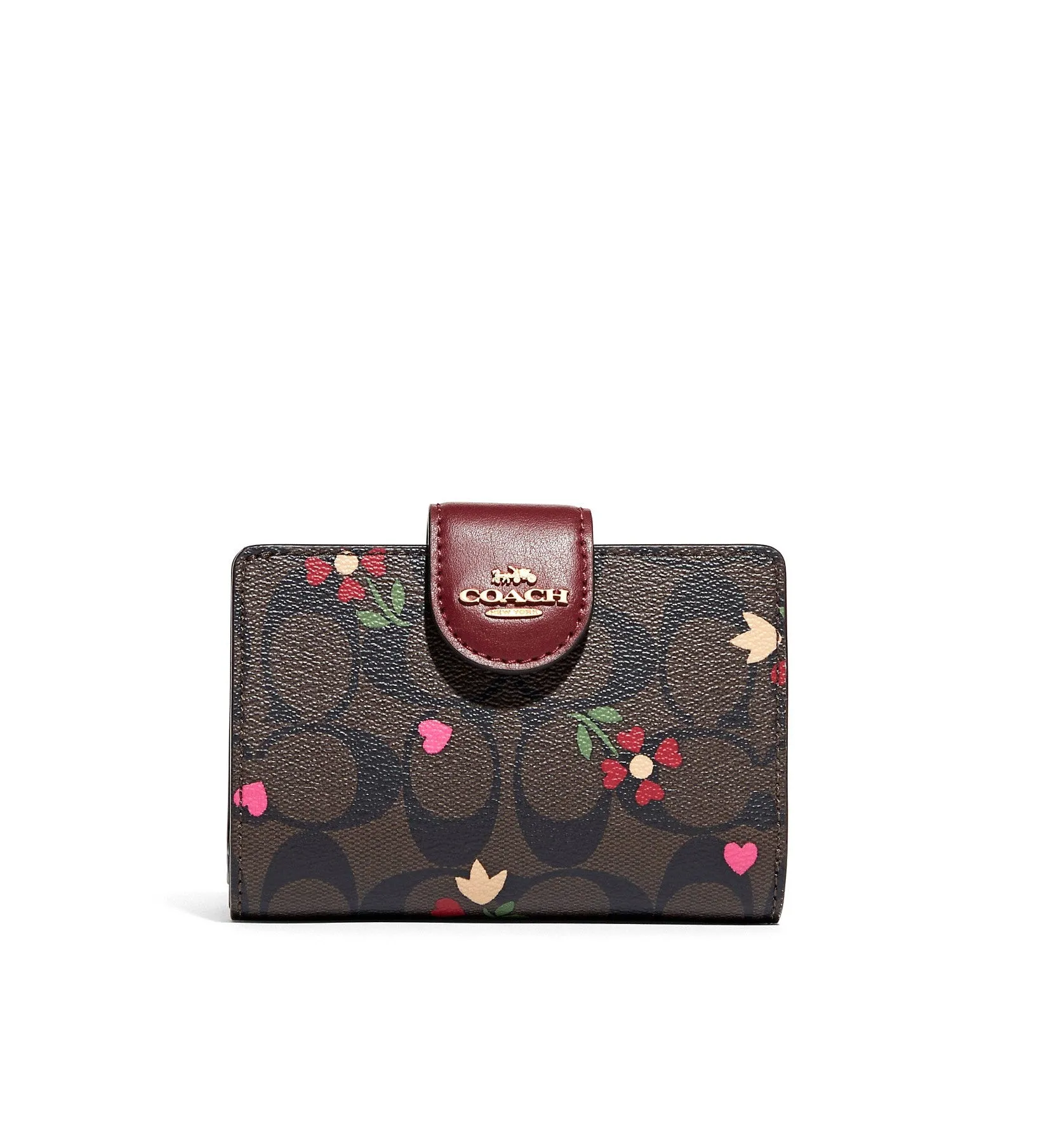 Coach Medium Corner Zip Wallet In Signature Canvas With Heart Petal Print sold by Ruumur