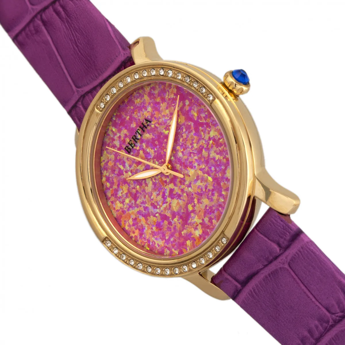 Bertha Courtney Opal Dial Leather-Band Watch - Hot Pink sold by Ruumur product image thumbnail 3