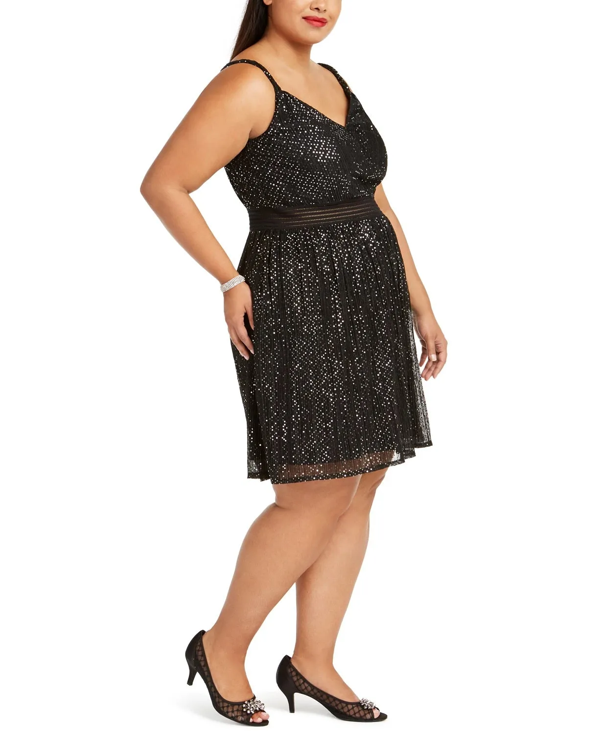 City Studios Women's Trendy Plus Size Juniors' Metallic Fit & Flare Dress Silver Size 22W sold by Ruumur product image thumbnail 3
