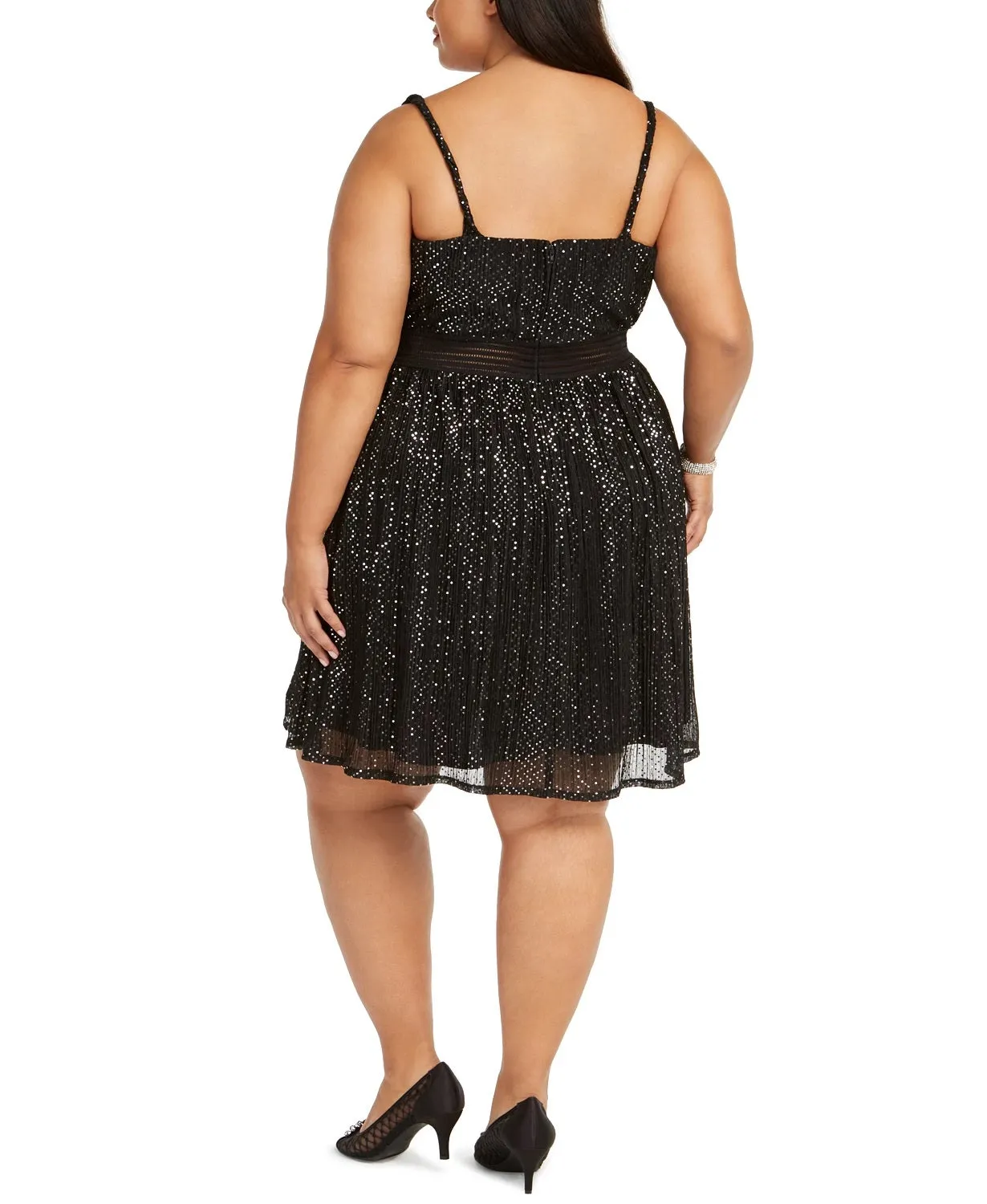 City Studios Women's Trendy Plus Size Juniors' Metallic Fit & Flare Dress Silver Size 22W sold by Ruumur product image thumbnail 2