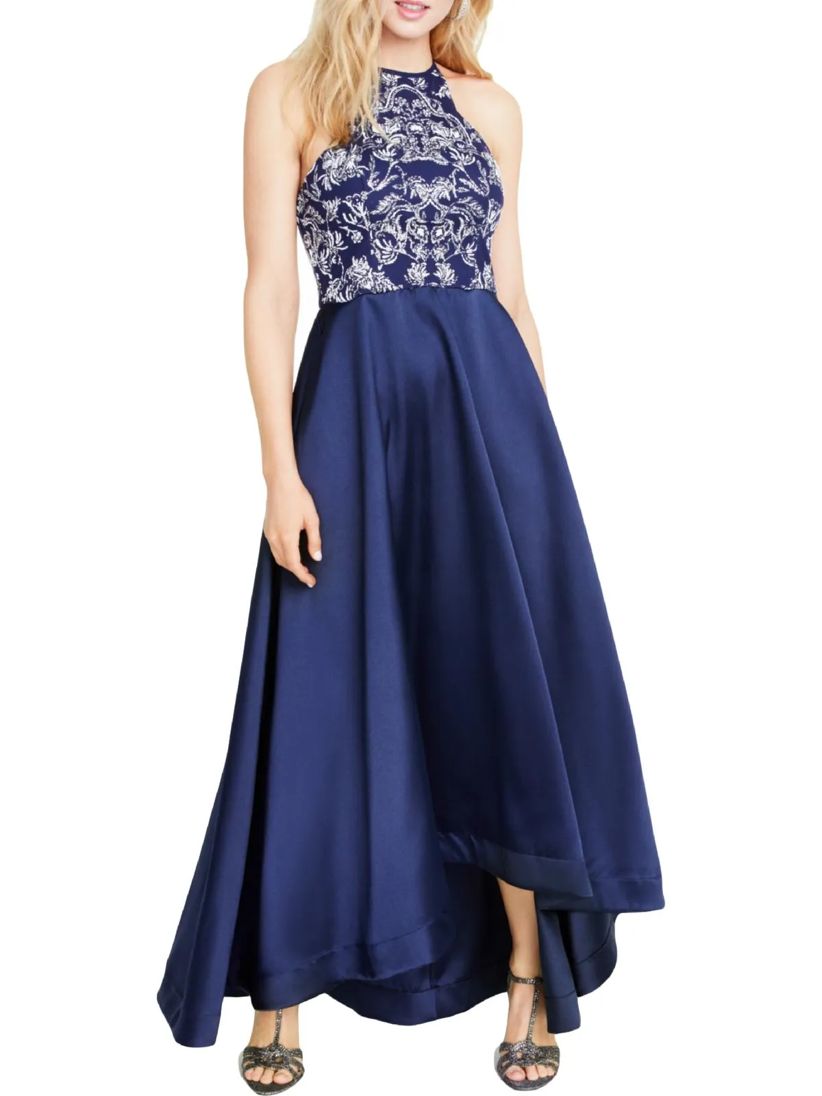 Speechless Women's Embroidered Long Halter Dress Blue Size 5 sold by Ruumur