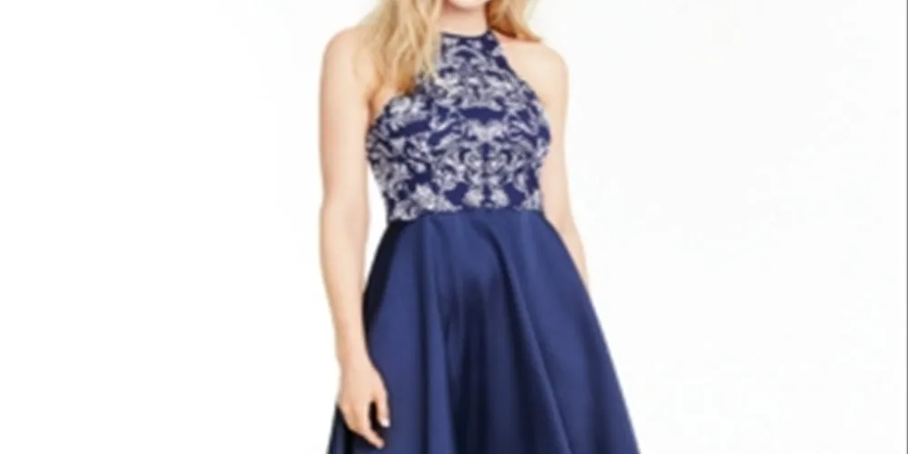 Speechless Women's Embroidered Long Halter Dress Blue Size 5 sold by Ruumur product image thumbnail 5