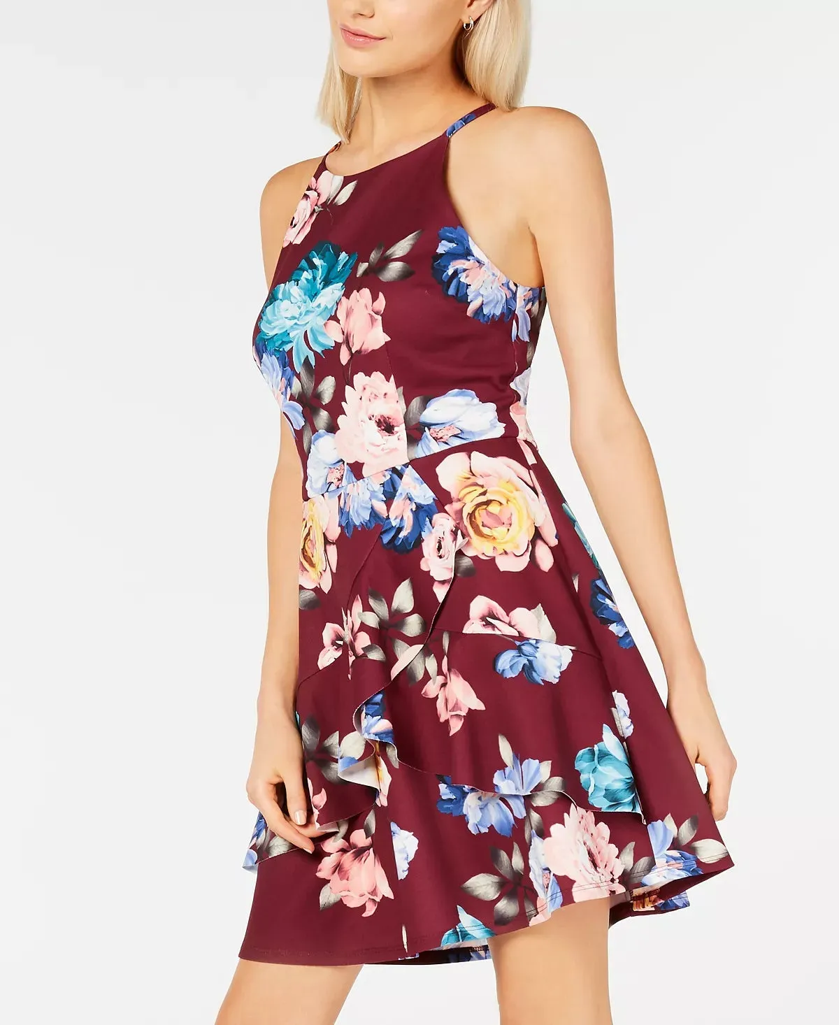 BCX Women's Floral Sleeveless Mini Fit Flare Dress Juniors Red Size 1 sold by Ruumur product image thumbnail 3