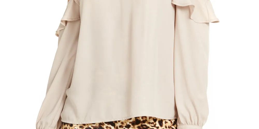 Thalia Sodi Women's Ruffled Cold-Shoulder Top Beige Size Small sold by Ruumur product image thumbnail 3
