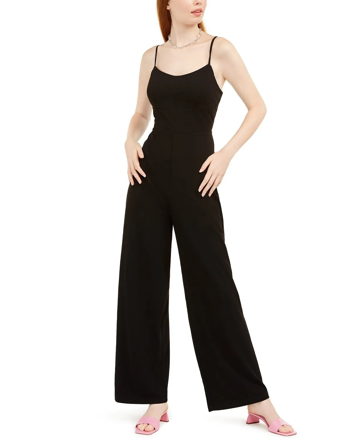 Teeze Me Women's Juniors' Lace-Back Jumpsuit Black Size 7 sold by Ruumur