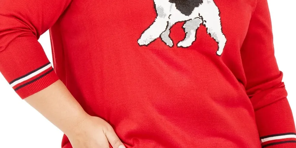 Tommy Hilfiger Women's Printed Long Sleeve Crew Neck Blouse Sweater Red Size 2X sold by Ruumur product image thumbnail 3