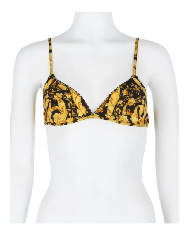 Versace Barocco Printed Silk Bralette sold by Ruumur