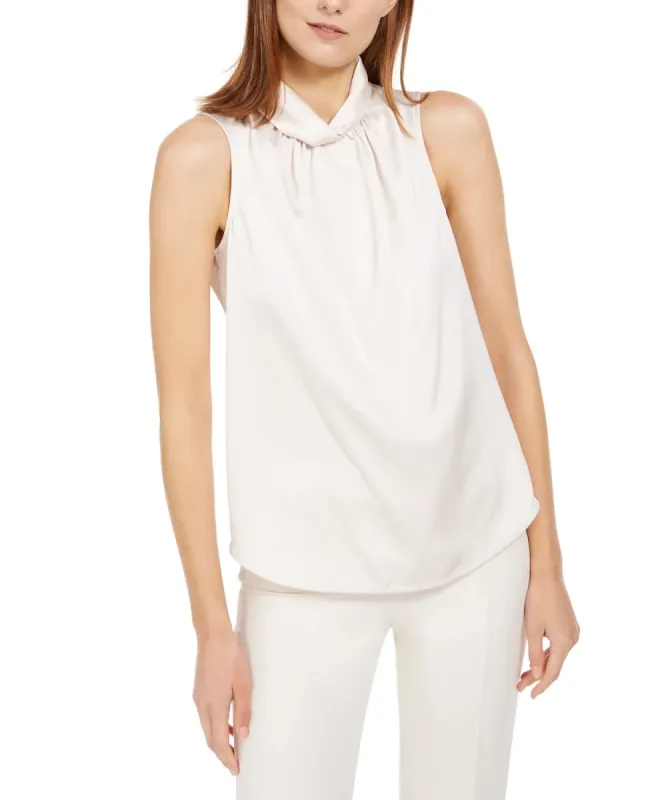 Anne Klein Women's Ivory Sleeveless Cowl Neck Top White Size 2 sold by Ruumur