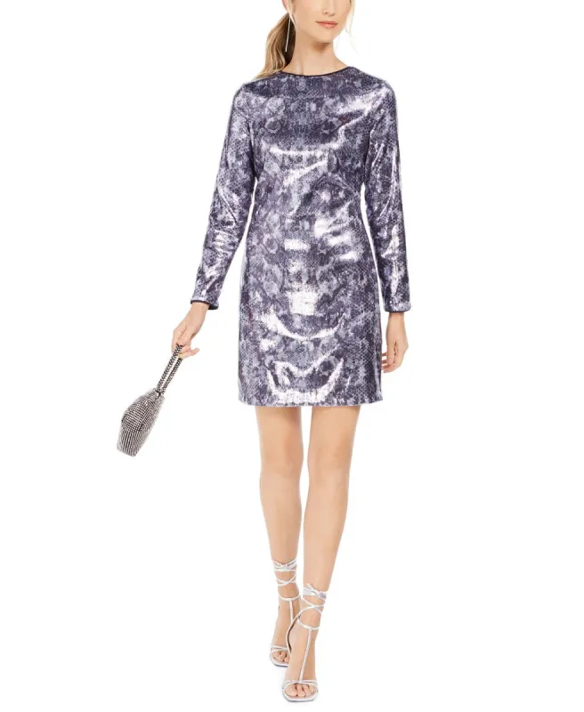 Vince Camuto Women's Sequined Snake-Embossed Shift Dress Blue Size 16 sold by Ruumur
