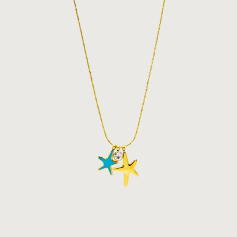 CZ Turquoise Starfish Hypoallergenic Necklace sold by Ruumur