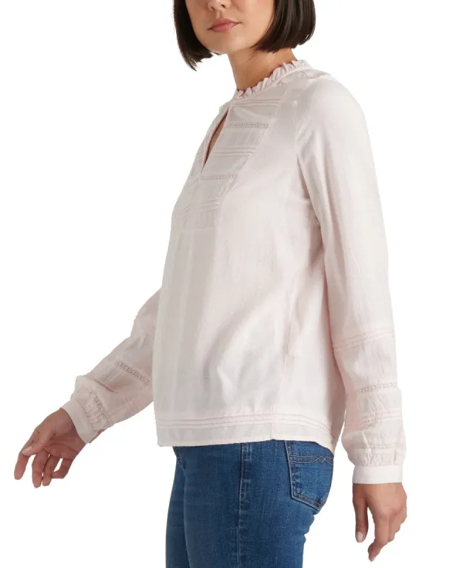 Lucky Brand Women's Kourtney Long Sleeve Dobby Top Pink Size Small sold by Ruumur