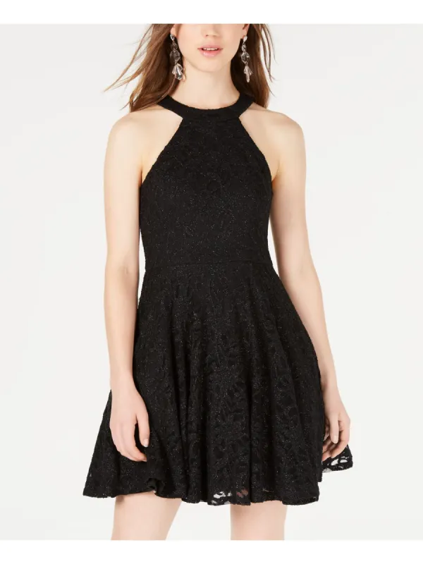 B. Darlin Women's a Line Shimmer Lace Halter Dress Black Size 11 sold by Ruumur