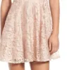 Speechless Women's Short Length Low Back Floral Spaghetti Strap V Neck Micro Mini Trapeze Evening Beige Size 13 sold by Ruumur