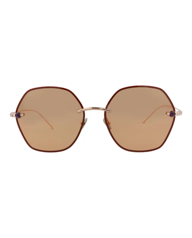Pomellato Round-Frame Metal Sunglasses, style # PM0091S-30008786002 sold by Ruumur