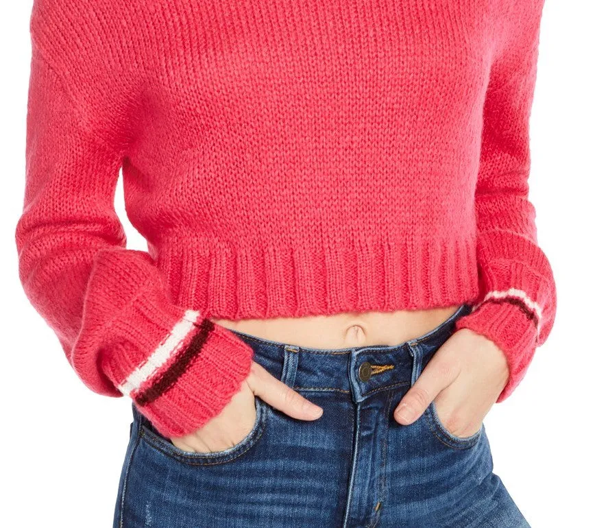 Planet Gold Women's Turtleneck Cropped Sweater Pink Size Medium sold by Ruumur product image thumbnail 3