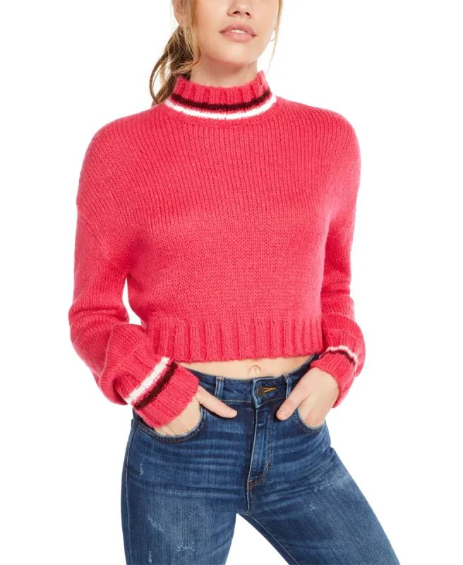 Planet Gold  Women's Turtleneck Cropped Sweater Pink Size Medium sold by Ruumur