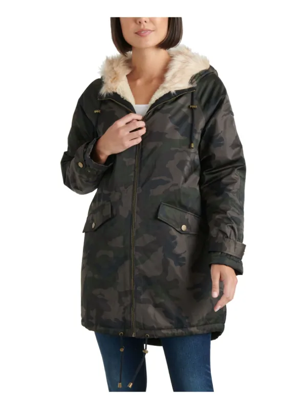 Lucky Brand Women's Camo Print Faux Fur Trim Coat Green Size X-Small sold by Ruumur