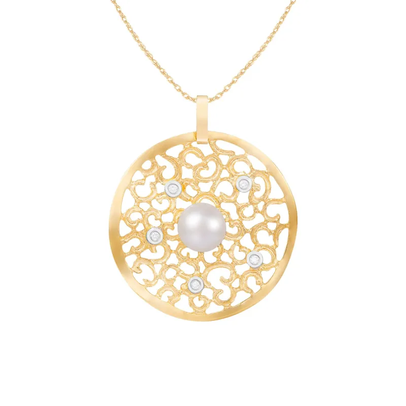 Splendid Pearls 14K Yellow Gold Pearl Pendant HE-220YG sold by Ruumur