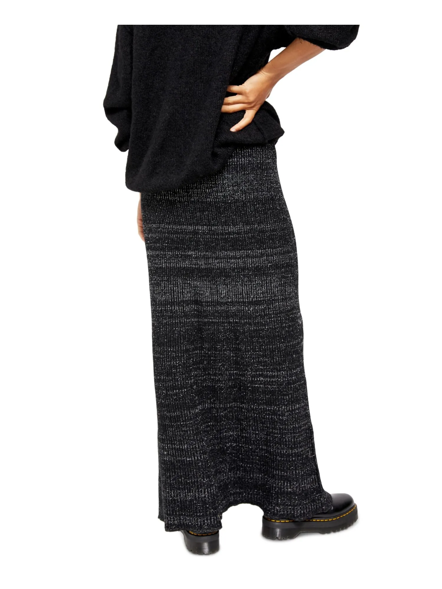 Free People Women's Shine Metallic Ribbed Maxi Skirt Black Size Small sold by Ruumur product image thumbnail 2