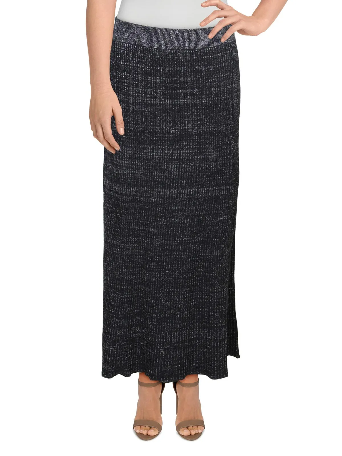 Free People Women's Shine Metallic Ribbed Maxi Skirt Black Size Small sold by Ruumur