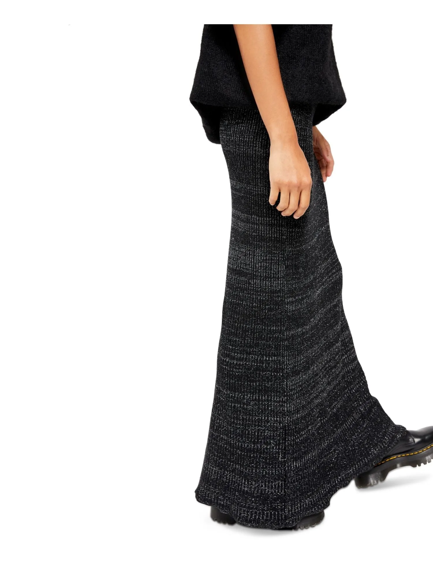 Free People Women's Shine Metallic Ribbed Maxi Skirt Black Size Small sold by Ruumur product image thumbnail 3