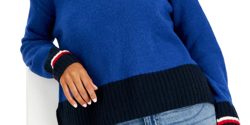 Tommy Hilfiger Women's Colorblocked Half Zip Sweater Blue sold by Ruumur product image thumbnail 3