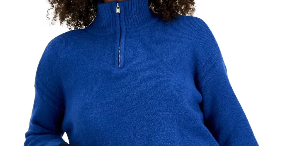 Tommy Hilfiger Women's Colorblocked Half Zip Sweater Blue sold by Ruumur product image thumbnail 2