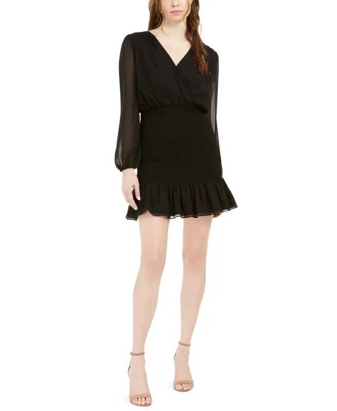 Leyden Women's Smocked Tie-Back Mini Dress Black Size Large sold by Ruumur