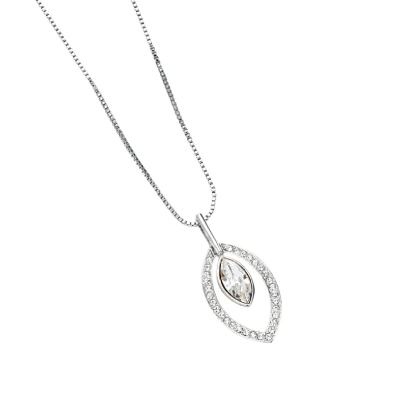 Rhodium Marquis Pave Swarovski Crystal Pendant Necklace sold by Ruumur