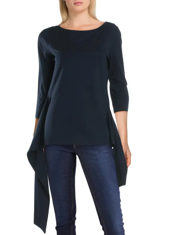 Ralph Lauren Women's Jewel Neck Tie Front Top Blue Size Large made by Ralph Lauren