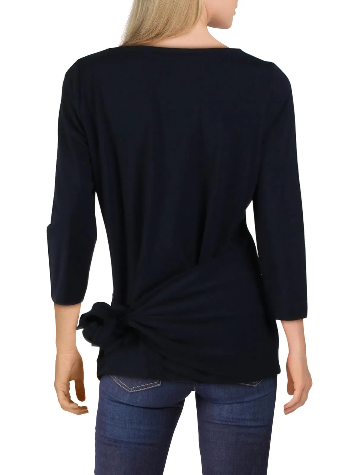 Ralph Lauren Women's Jewel Neck Tie Front Top Blue Size Large sold by Ruumur product image thumbnail 2