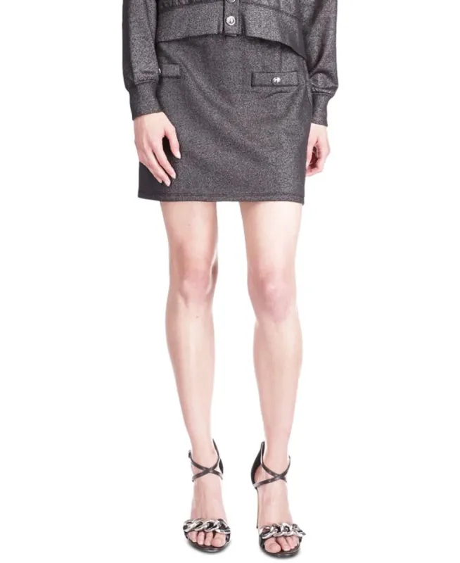 Michael Kors Women's Heathered Button Trimmed Mini Skirt Black Size X-Large made by Michael Kors