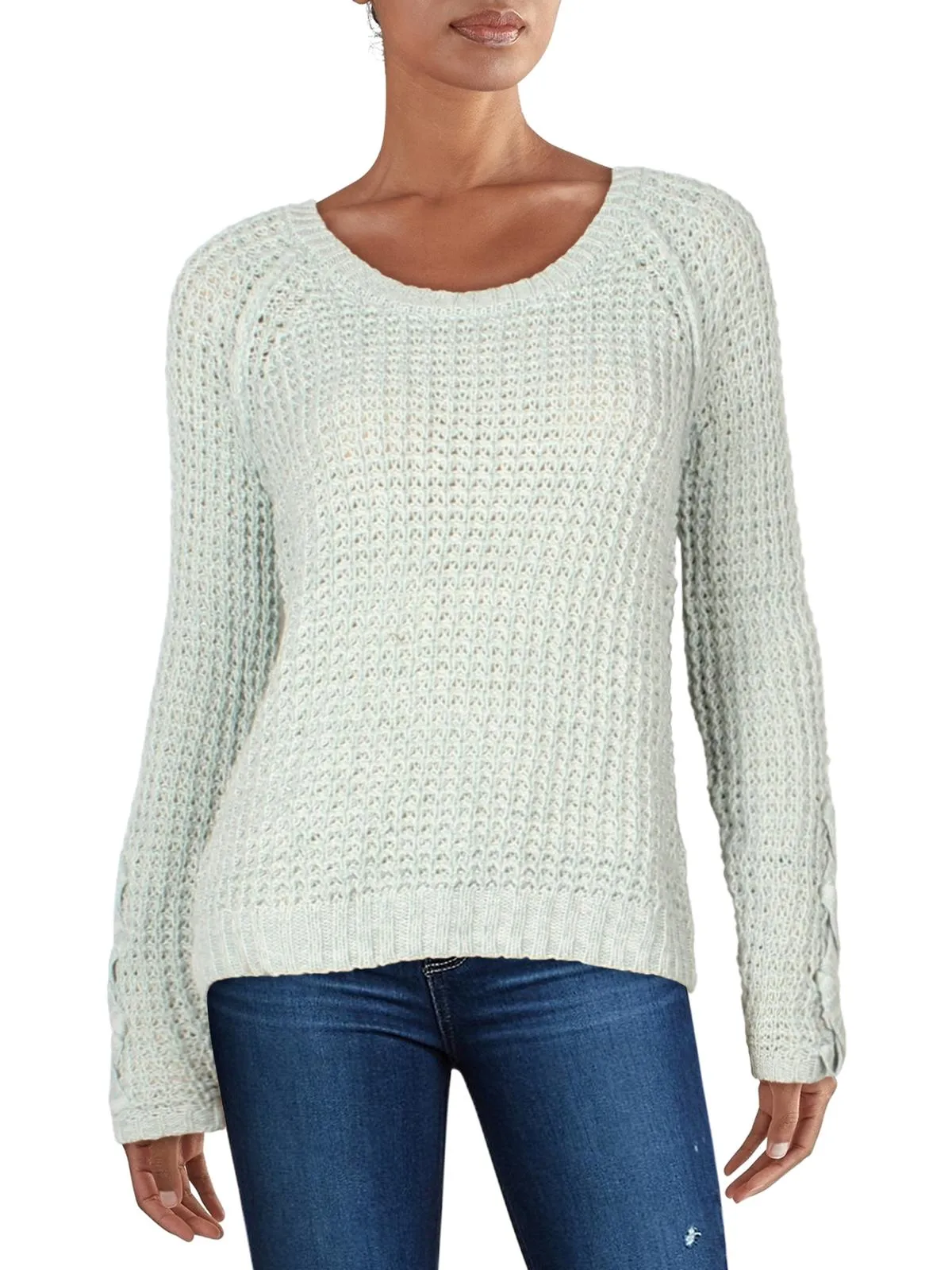 American Rag Women's Lace up Sleeves Pullover Sweater Blue Size XX-Large sold by Ruumur