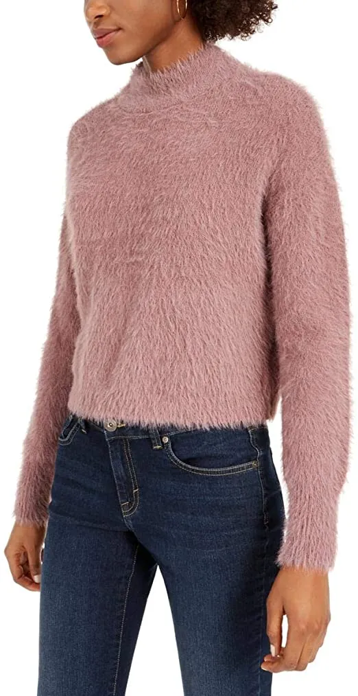 Sun + Moon Women's Fuzzy Mockneck Sweater Pink Size Extra Large sold by Ruumur
