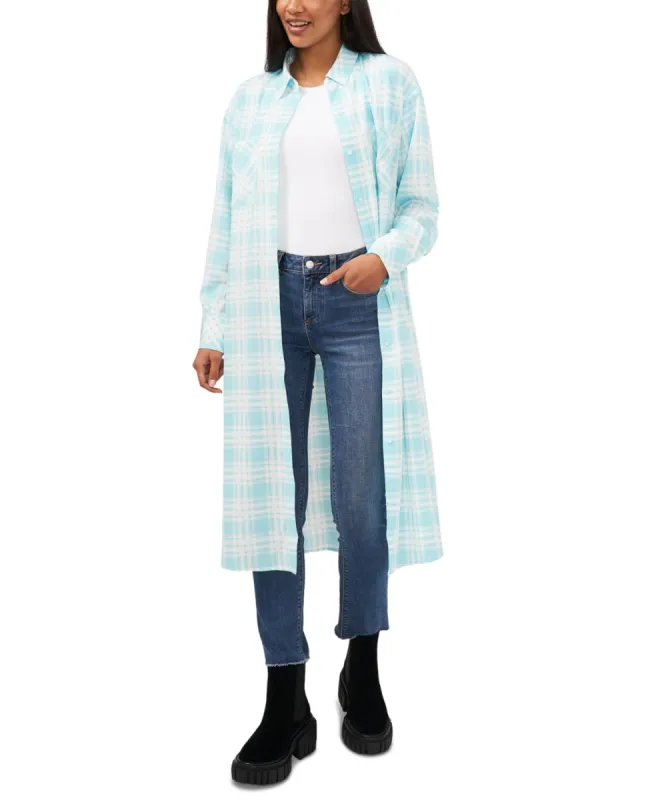 Riley & Rae Women's Plaid Button Front Shirt Dress Blue Size Large sold by Ruumur